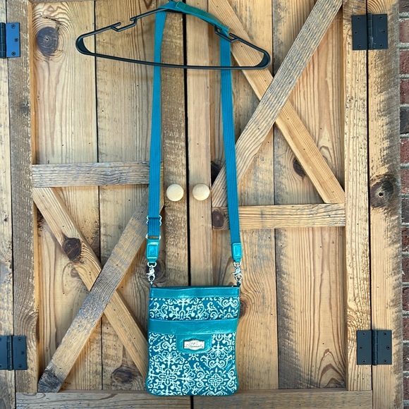 Flaunt Handbags - Teal and white crossbody purse Flaunt by Faith Nicole